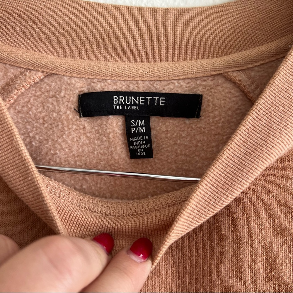 Brunette the Label Pink Rosé Okay Crewneck Sweatshirt Sz S/M - Picture 3 of 5
